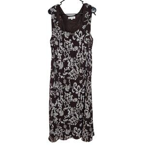 Studio I Brown White Paisley Maxi Dress Plus Size 22W Sleeveless Full Length